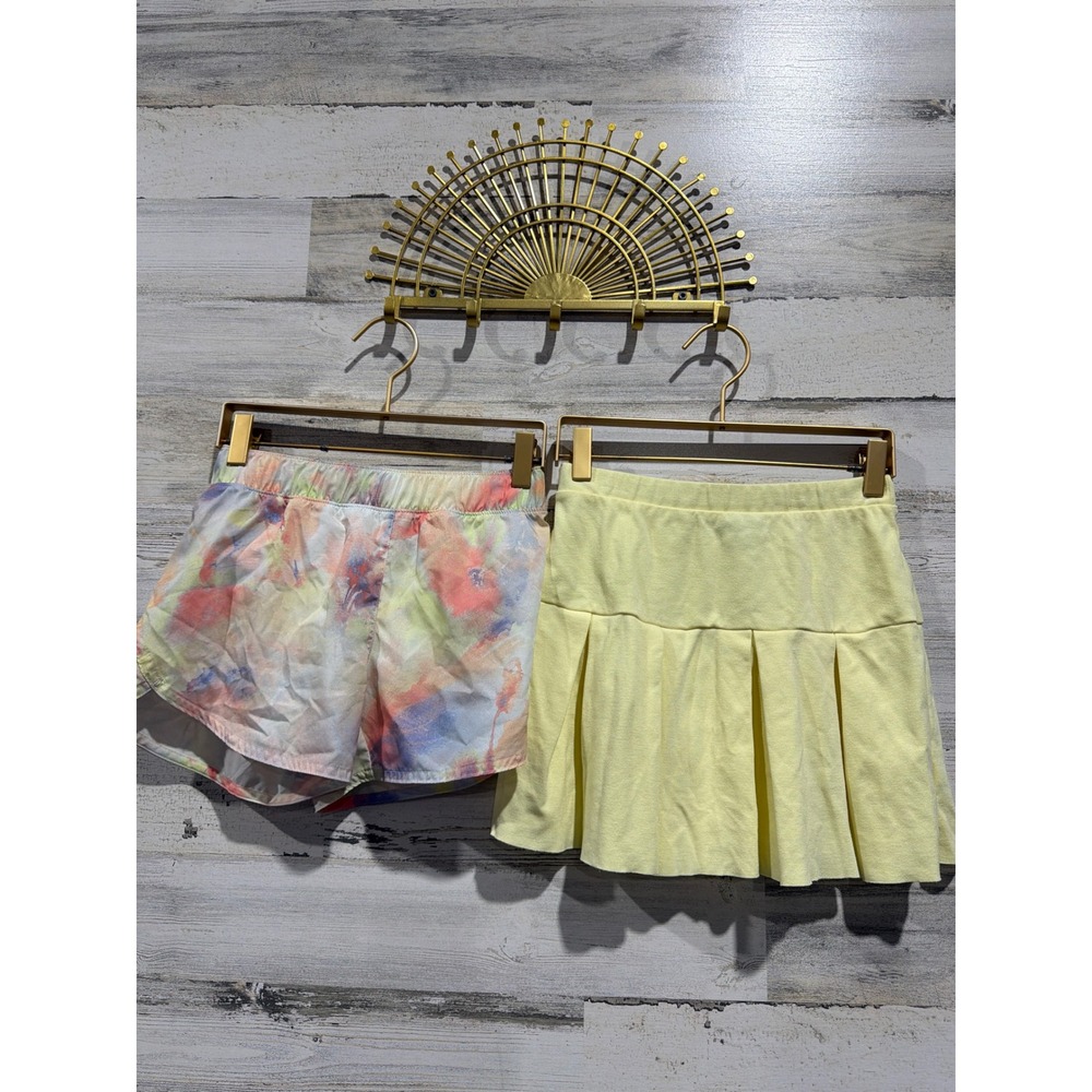 Old Navy Art Class Shorts Skirt Girls 10/12 Yellow Peach Active Skater EUC